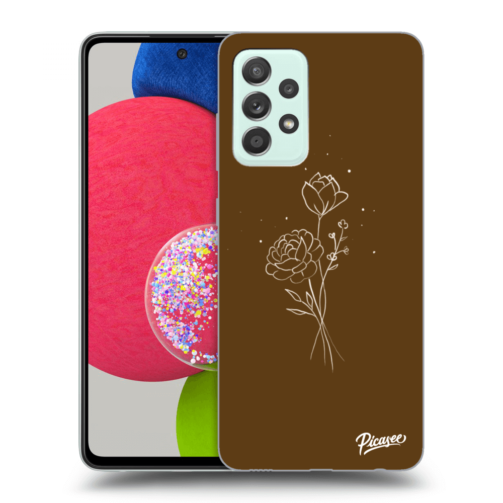 Picasee silikonový průhledný obal pro Samsung Galaxy A52s 5G A528B - Brown flowers