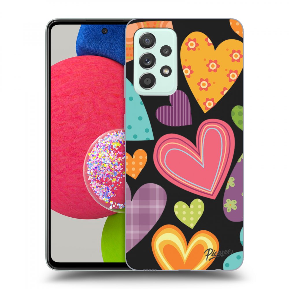 Picasee silikonový černý obal pro Samsung Galaxy A52s 5G A528B - Colored heart