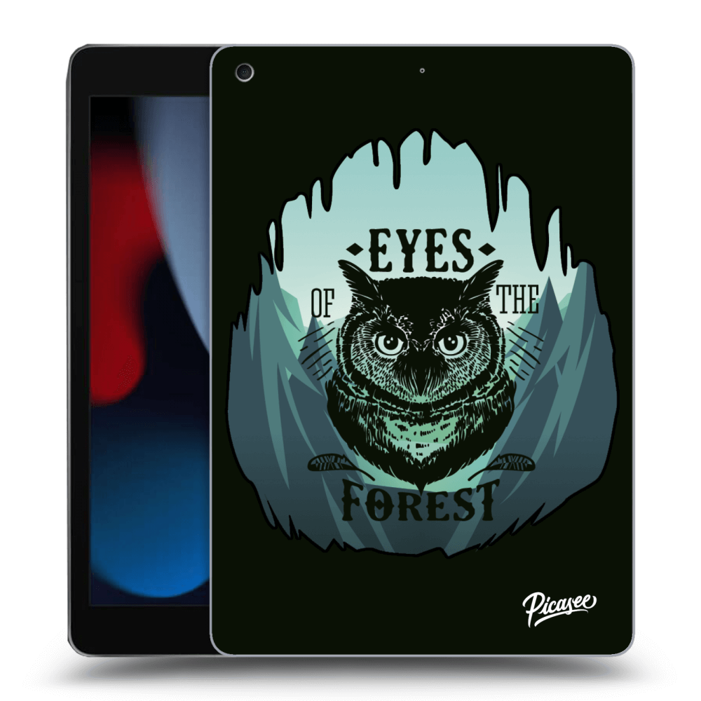 Picasee silikonový černý obal pro Apple iPad 10.2" 2021 (9. gen) - Forest owl