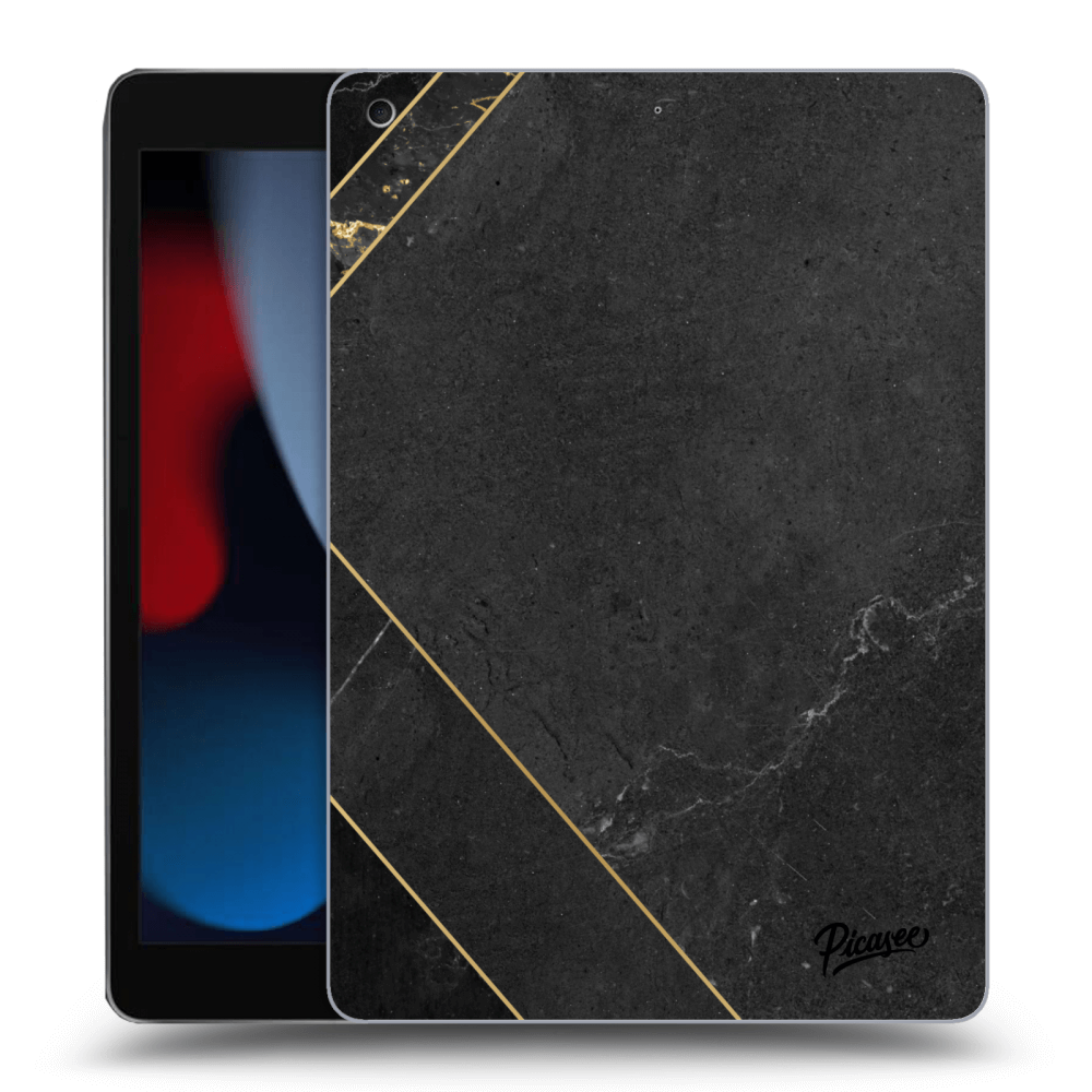 Picasee silikonový průhledný obal pro Apple iPad 10.2" 2021 (9. gen) - Black tile