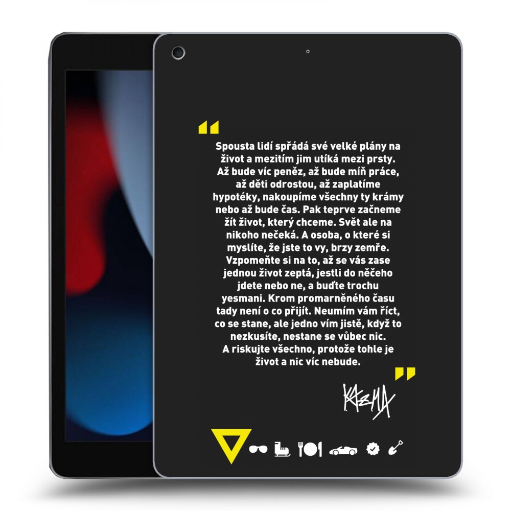 Picasee silikonový černý obal pro Apple iPad 10.2" 2021 (9. gen) - Kazma - BUĎTE TROCHU YESMANI