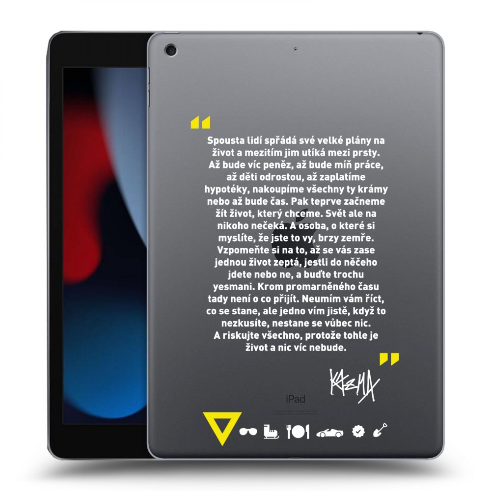 Picasee silikonový průhledný obal pro Apple iPad 10.2" 2021 (9. gen) - Kazma - BUĎTE TROCHU YESMANI