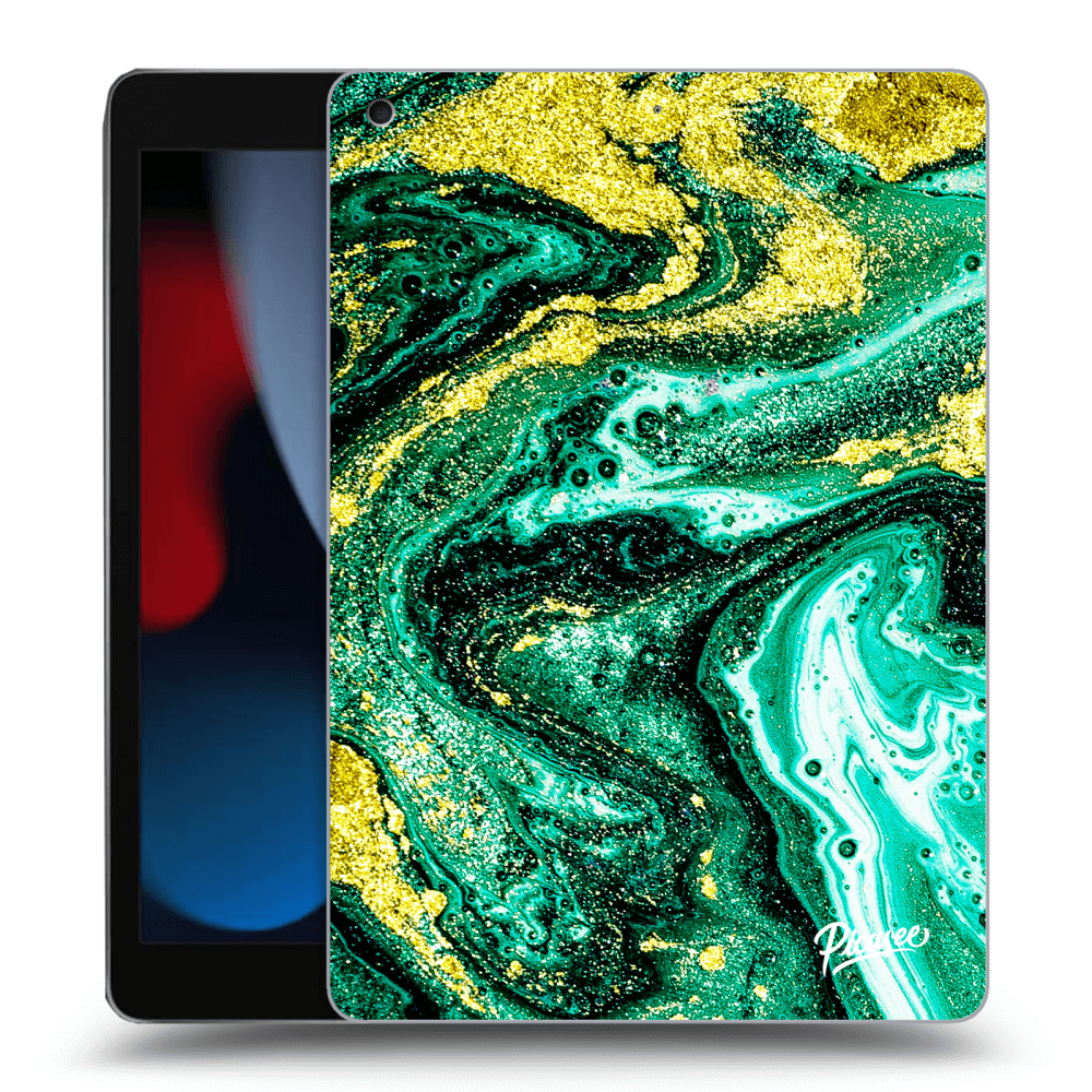 Picasee silikonový černý obal pro Apple iPad 10.2" 2021 (9. gen) - Green Gold