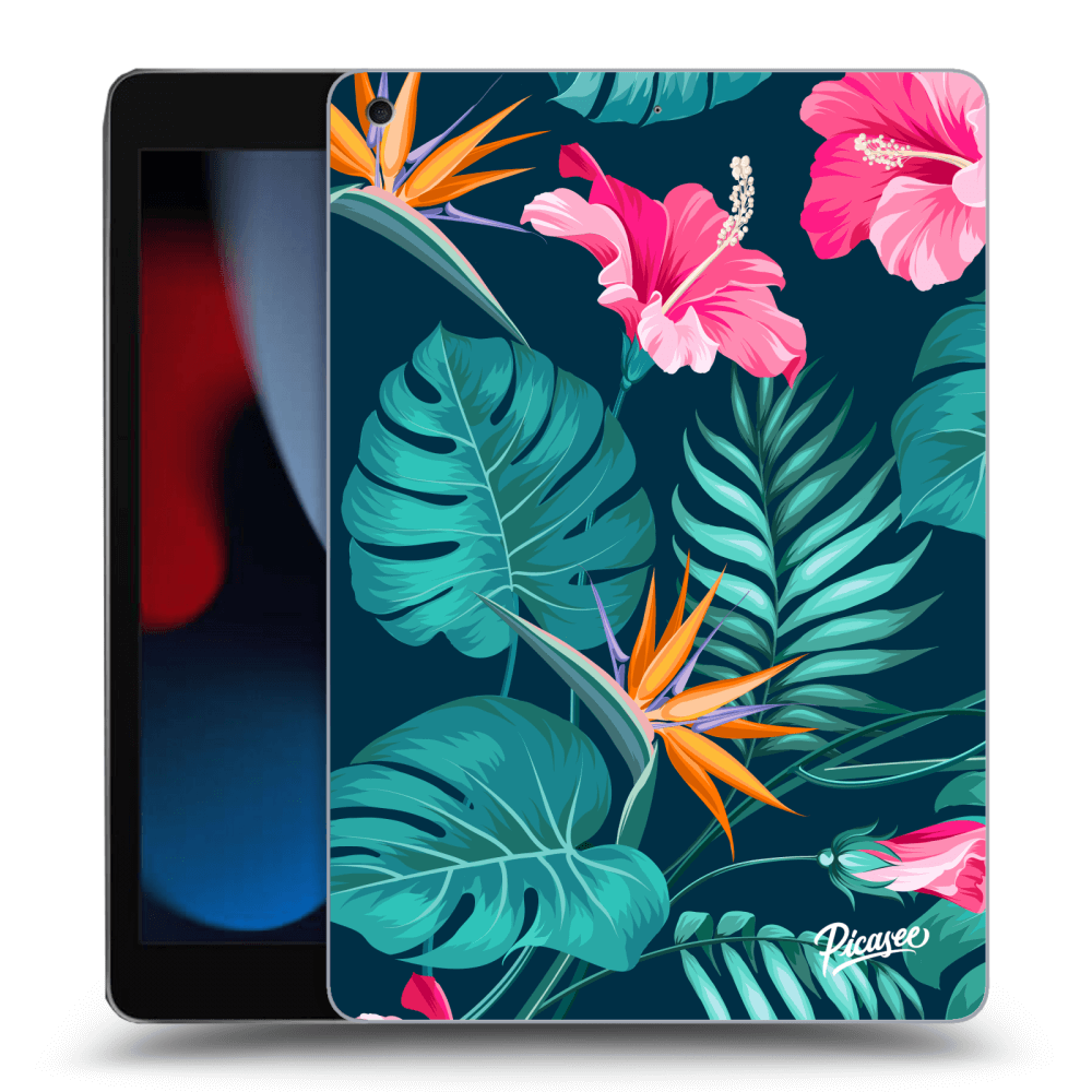 Picasee silikonový černý obal pro Apple iPad 10.2" 2021 (9. gen) - Pink Monstera
