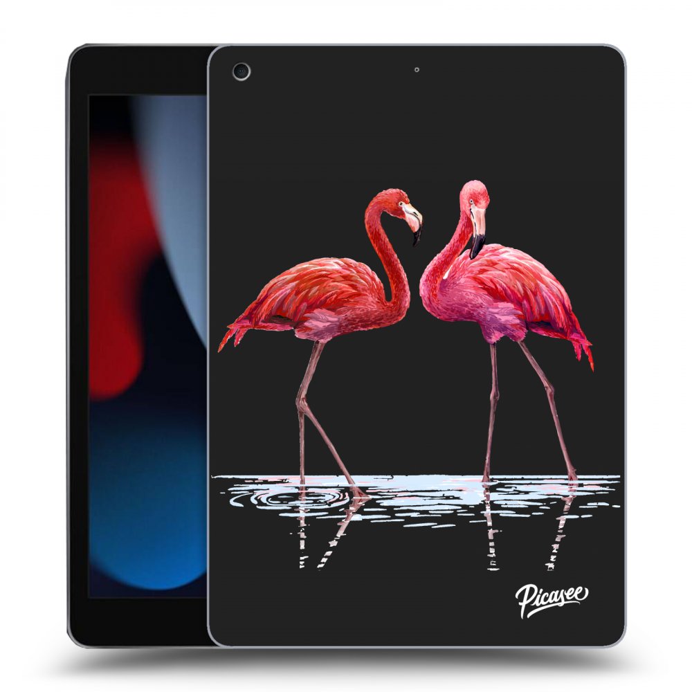 Picasee silikonový černý obal pro Apple iPad 10.2" 2021 (9. gen) - Flamingos couple