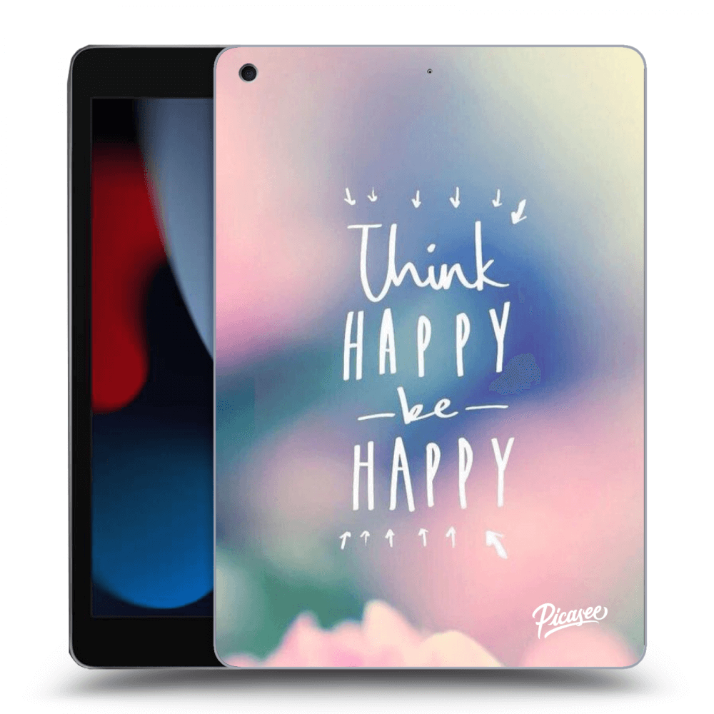 Picasee silikonový černý obal pro Apple iPad 10.2" 2021 (9. gen) - Think happy be happy
