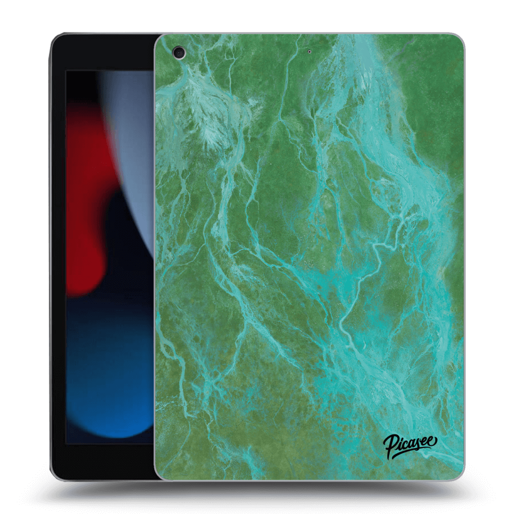 Picasee silikonový černý obal pro Apple iPad 10.2" 2021 (9. gen) - Green marble