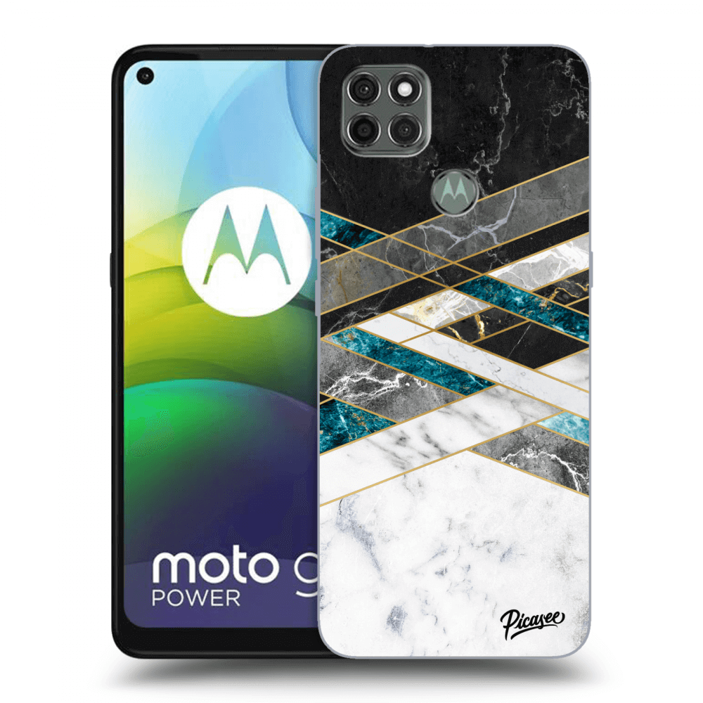 Picasee silikonový černý obal pro Motorola Moto G9 Power - Black & White geometry