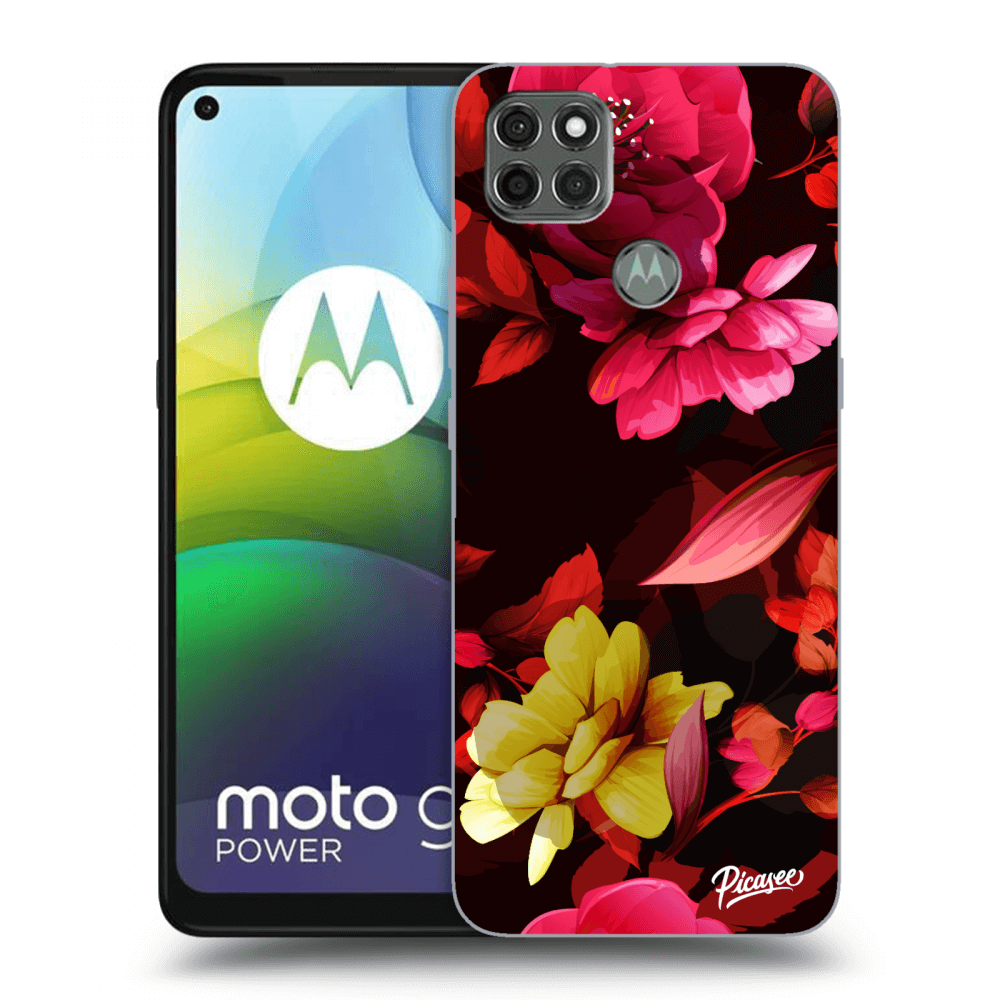 Picasee silikonový černý obal pro Motorola Moto G9 Power - Dark Peonny