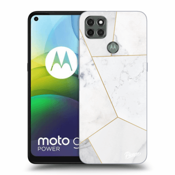 Picasee silikonový černý obal pro Motorola Moto G9 Power - White tile