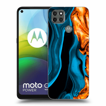 Picasee silikonový černý obal pro Motorola Moto G9 Power - Gold blue