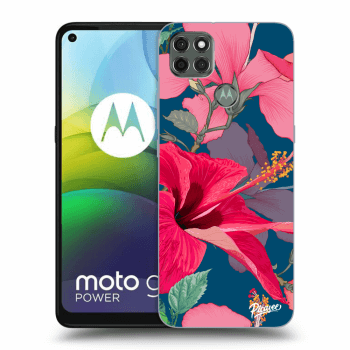 Picasee silikonový černý obal pro Motorola Moto G9 Power - Hibiscus