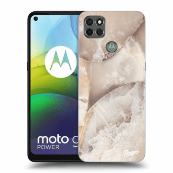 Picasee silikonový černý obal pro Motorola Moto G9 Power - Cream marble