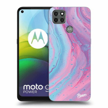 Picasee silikonový černý obal pro Motorola Moto G9 Power - Pink liquid