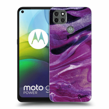 Picasee silikonový černý obal pro Motorola Moto G9 Power - Purple glitter