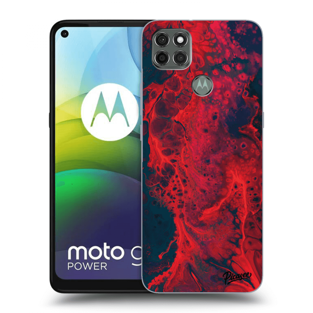 Picasee silikonový černý obal pro Motorola Moto G9 Power - Organic red