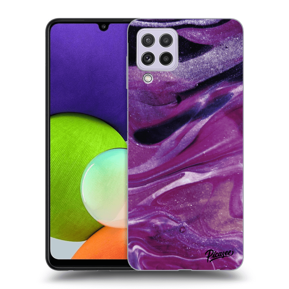 Picasee silikonový průhledný obal pro Samsung Galaxy A22 A225F 4G - Purple glitter