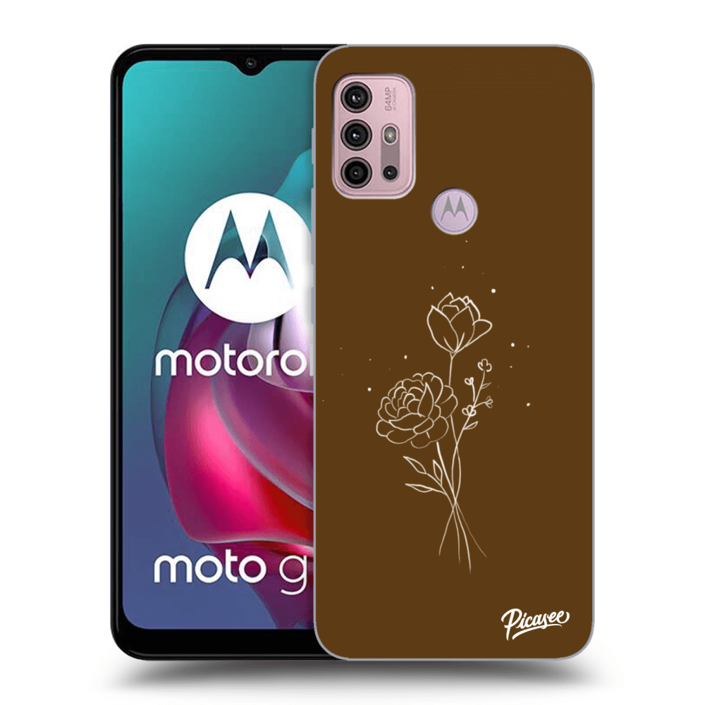 Picasee silikonový černý obal pro Motorola Moto G30 - Brown flowers