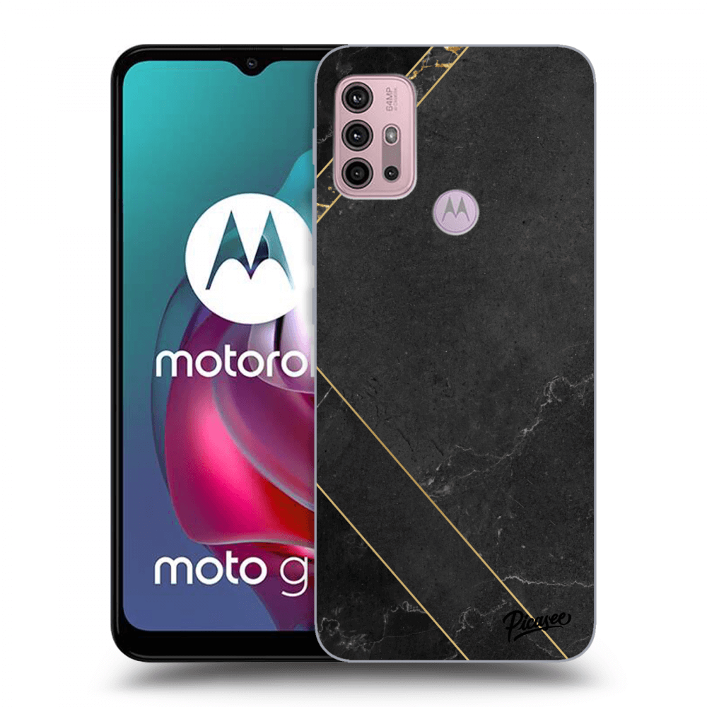 Picasee silikonový černý obal pro Motorola Moto G30 - Black tile