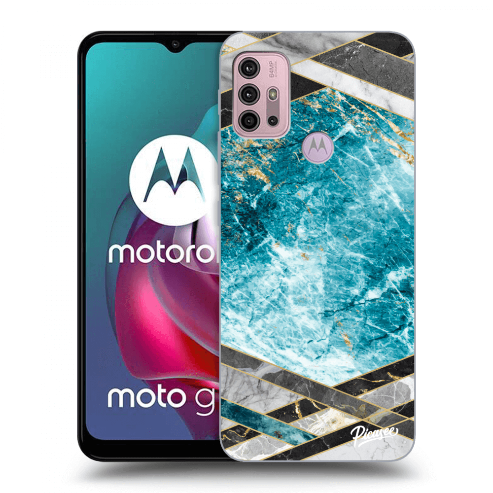 Silikonový černý Obal Pro Motorola Moto G30 - Blue Geometry