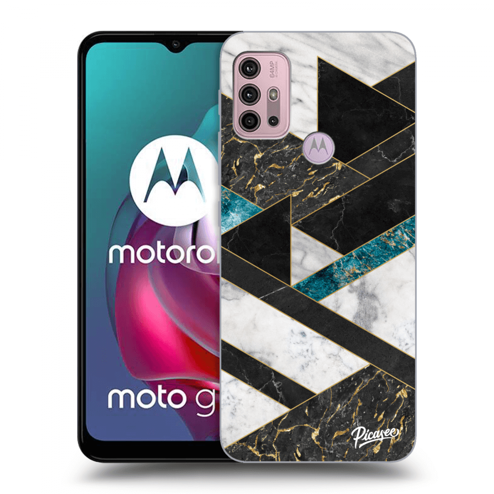 Picasee silikonový černý obal pro Motorola Moto G30 - Dark geometry