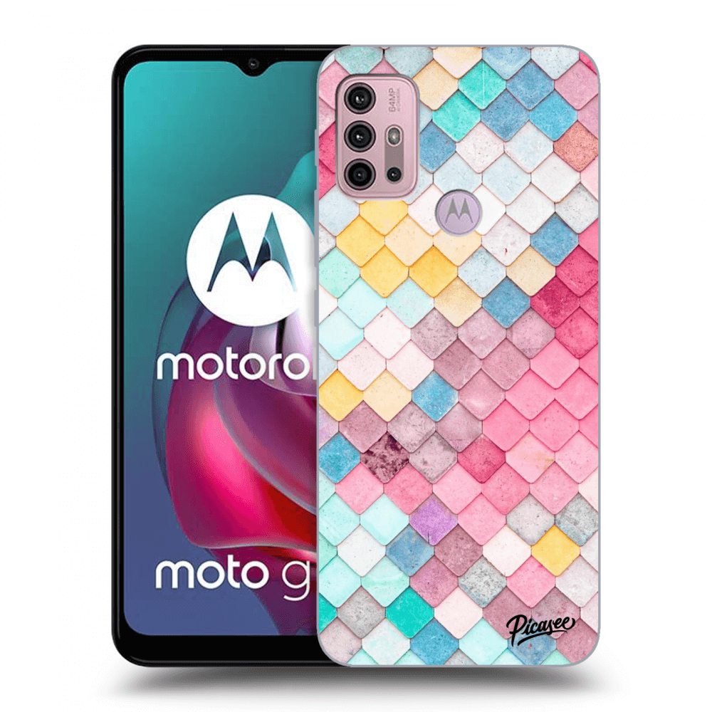 Picasee silikonový černý obal pro Motorola Moto G30 - Colorful roof