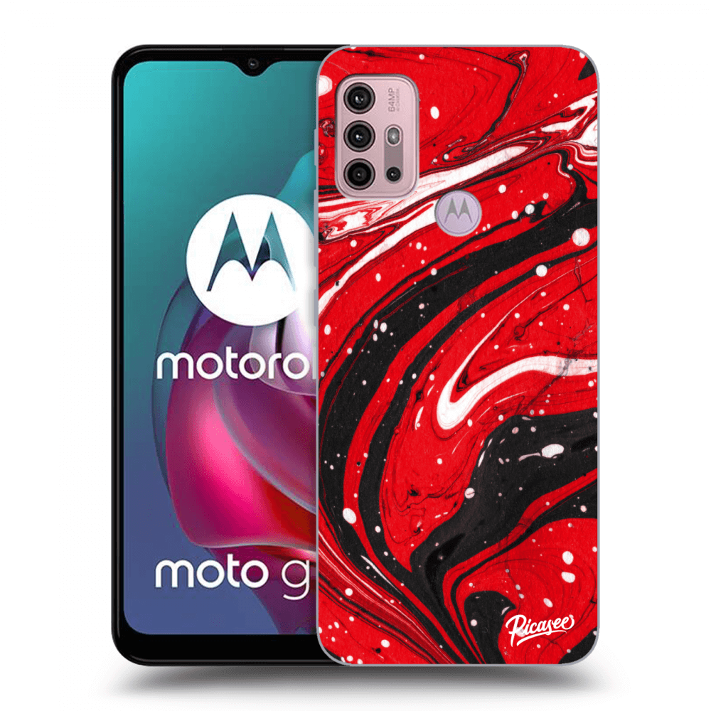 Picasee silikonový černý obal pro Motorola Moto G30 - Red black