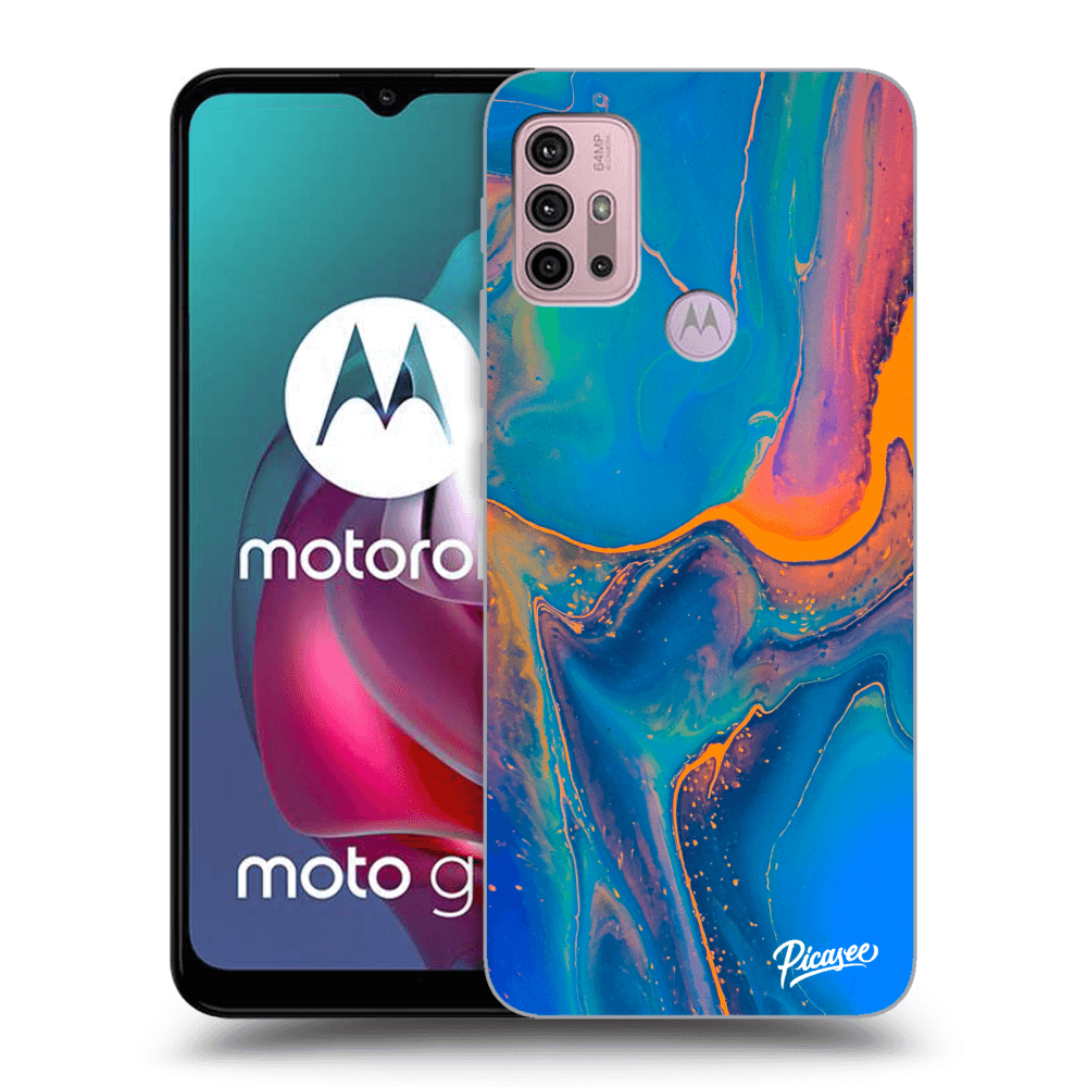 Picasee silikonový černý obal pro Motorola Moto G30 - Rainbow