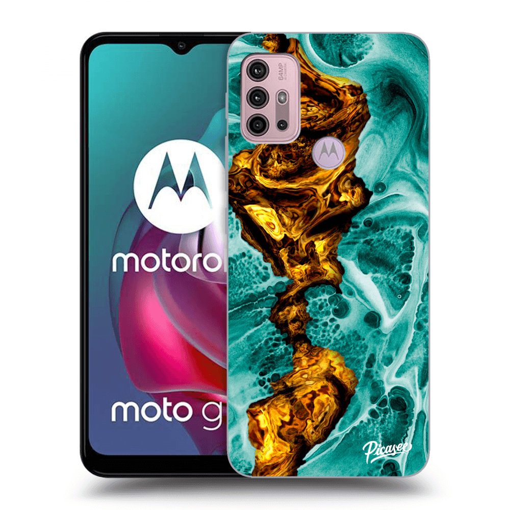 Picasee silikonový černý obal pro Motorola Moto G30 - Goldsky