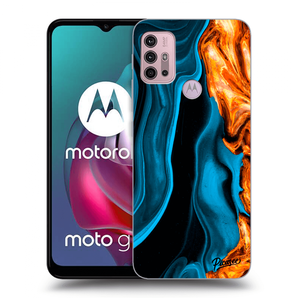 Picasee silikonový černý obal pro Motorola Moto G30 - Gold blue