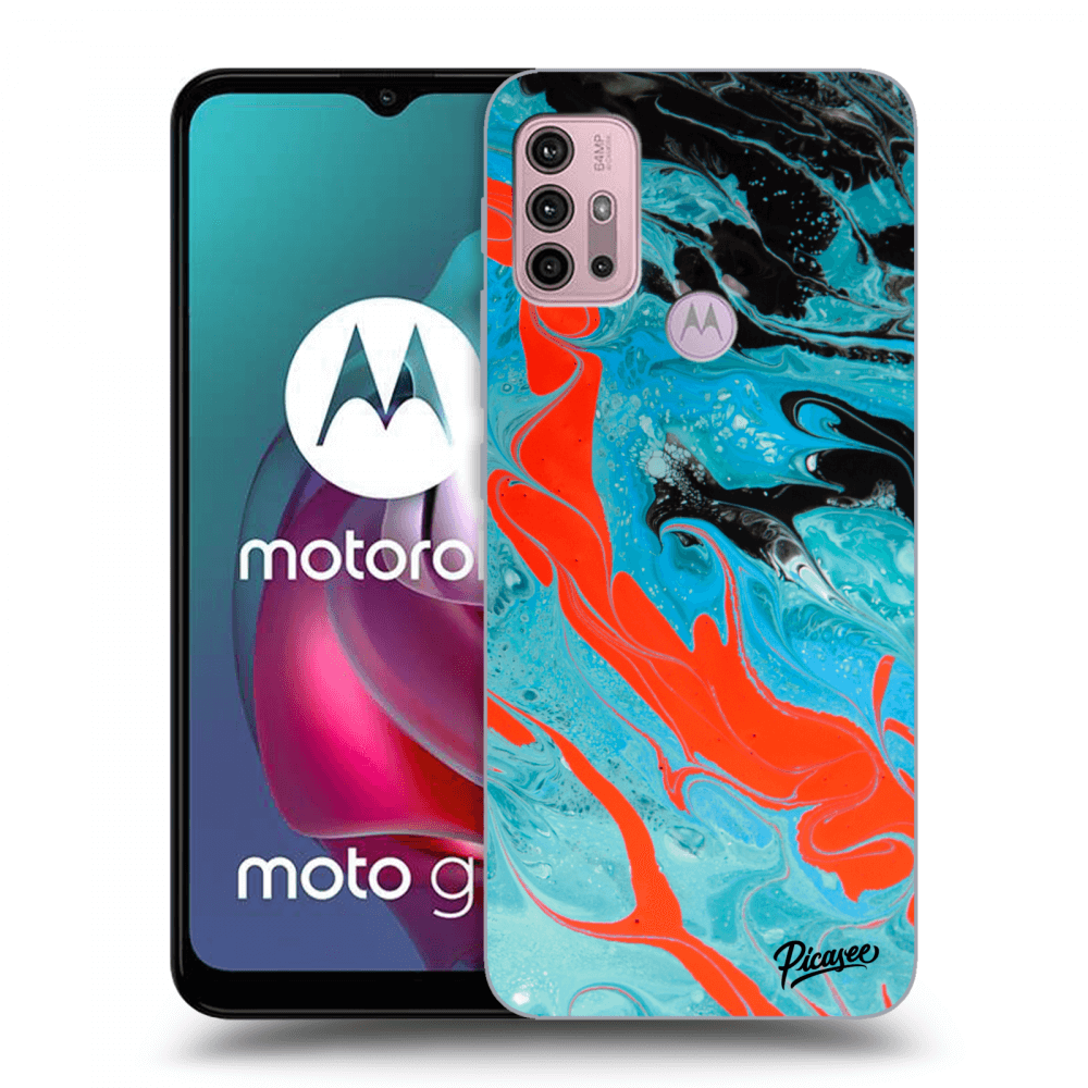 Picasee silikonový černý obal pro Motorola Moto G30 - Blue Magma