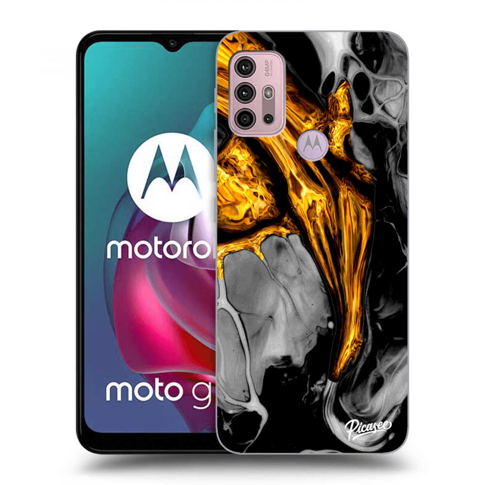 Picasee silikonový černý obal pro Motorola Moto G30 - Black Gold
