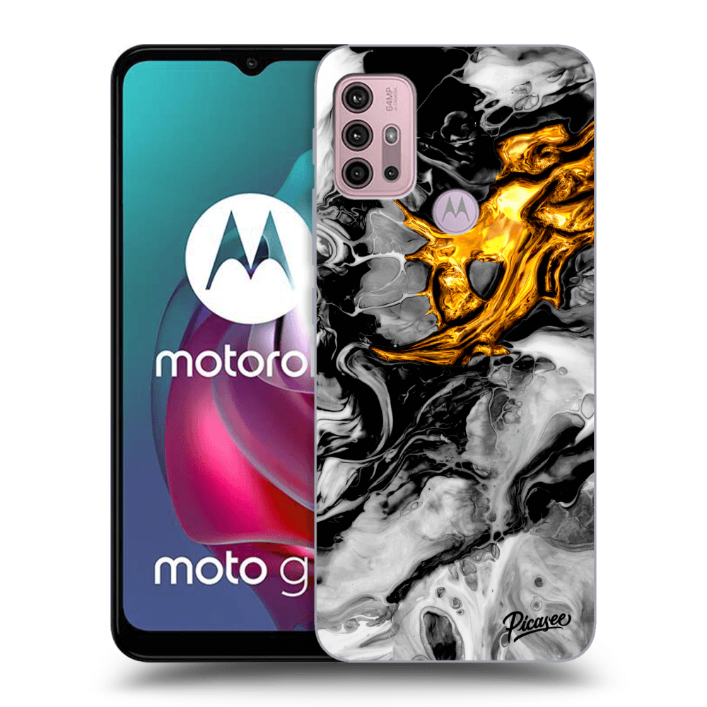 Picasee silikonový černý obal pro Motorola Moto G30 - Black Gold 2