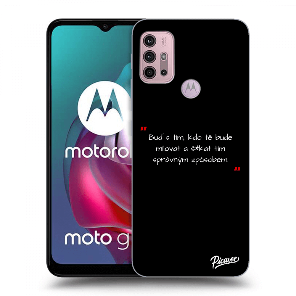 Picasee silikonový černý obal pro Motorola Moto G30 - Správná láska Bílá