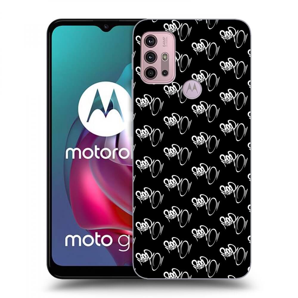Picasee silikonový černý obal pro Motorola Moto G30 - Separ - White On Black