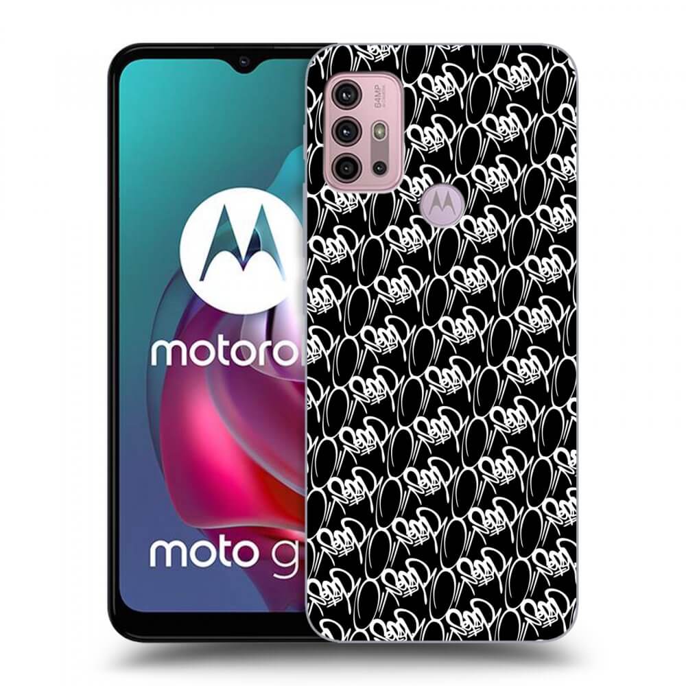 Picasee silikonový černý obal pro Motorola Moto G30 - Separ - White On Black 2