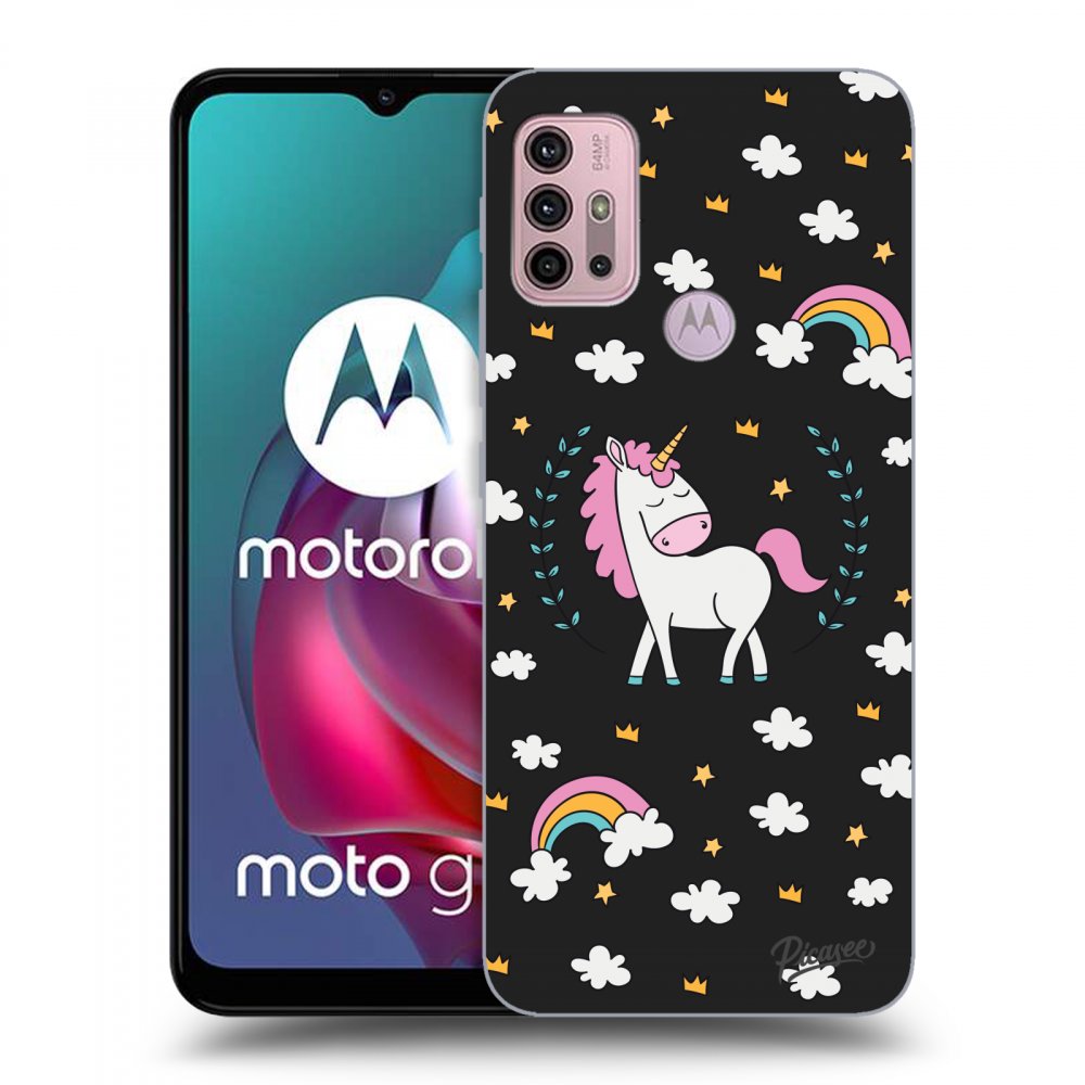Picasee silikonový černý obal pro Motorola Moto G30 - Unicorn star heaven