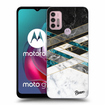 Picasee silikonový černý obal pro Motorola Moto G30 - Black & White geometry