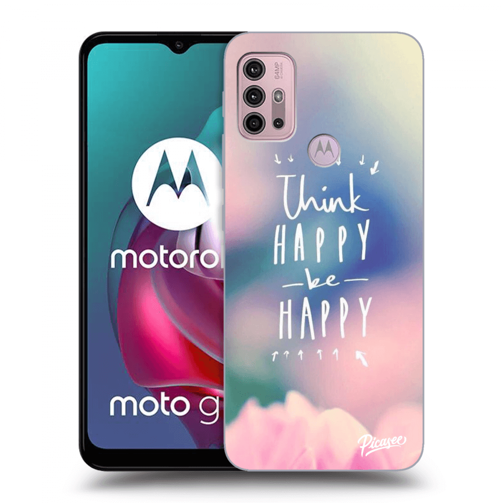Picasee silikonový černý obal pro Motorola Moto G30 - Think happy be happy