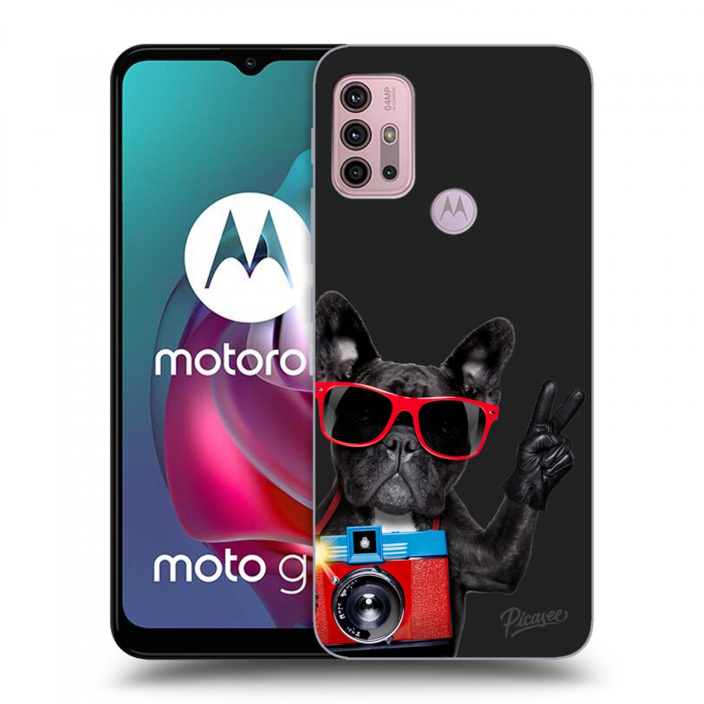 Picasee silikonový černý obal pro Motorola Moto G30 - French Bulldog