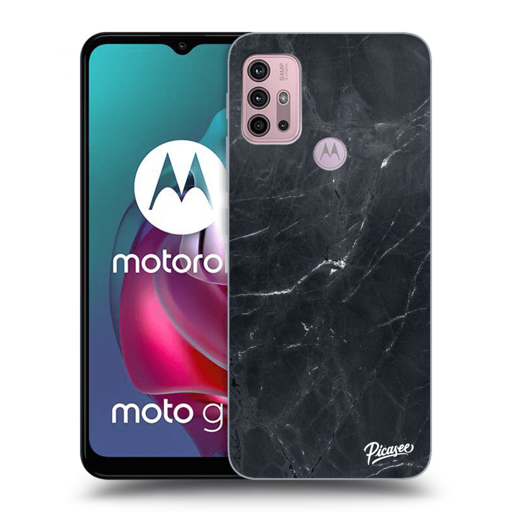 Picasee silikonový černý obal pro Motorola Moto G30 - Black marble
