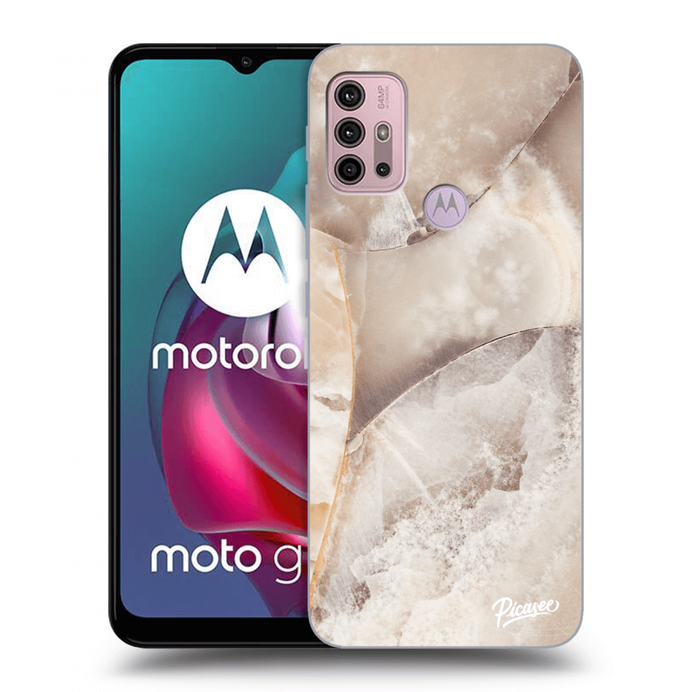 Picasee silikonový černý obal pro Motorola Moto G30 - Cream marble