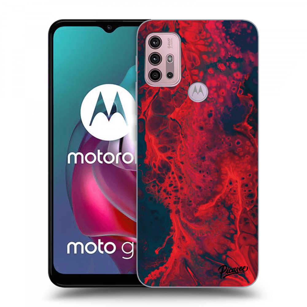 Picasee silikonový černý obal pro Motorola Moto G30 - Organic red
