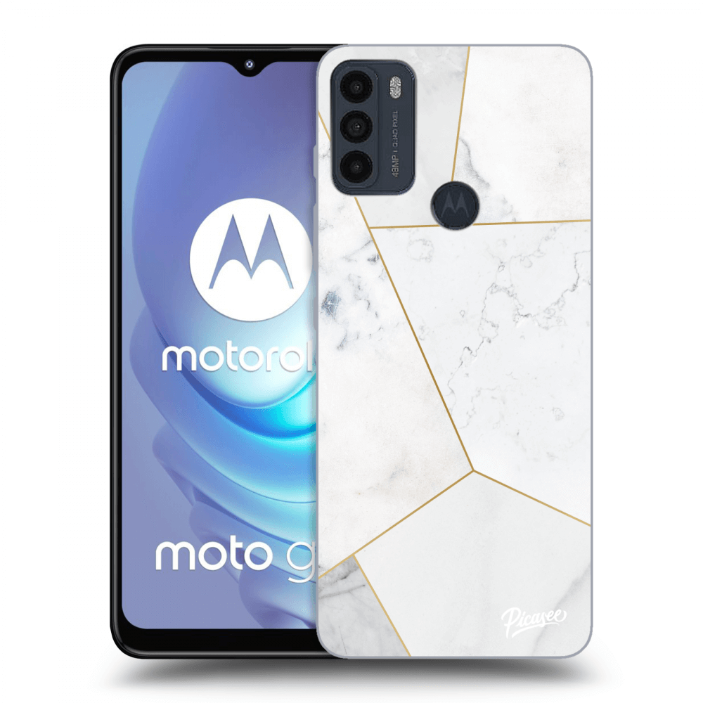 Picasee silikonový černý obal pro Motorola Moto G50 - White tile