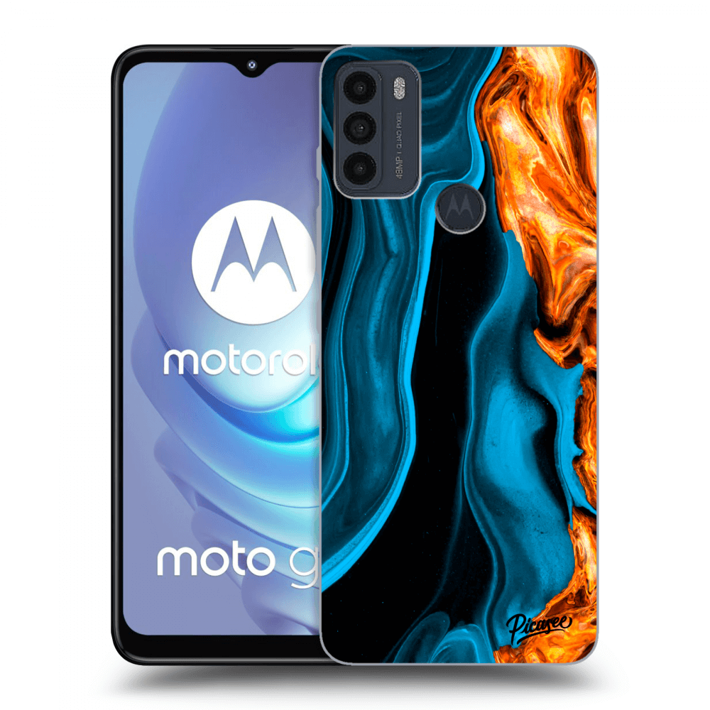 Picasee silikonový černý obal pro Motorola Moto G50 - Gold blue