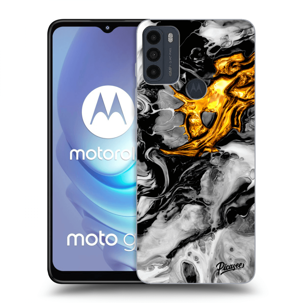 Picasee silikonový černý obal pro Motorola Moto G50 - Black Gold 2