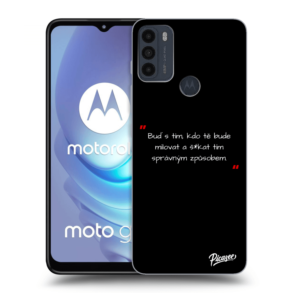 Picasee silikonový černý obal pro Motorola Moto G50 - Správná láska Bílá