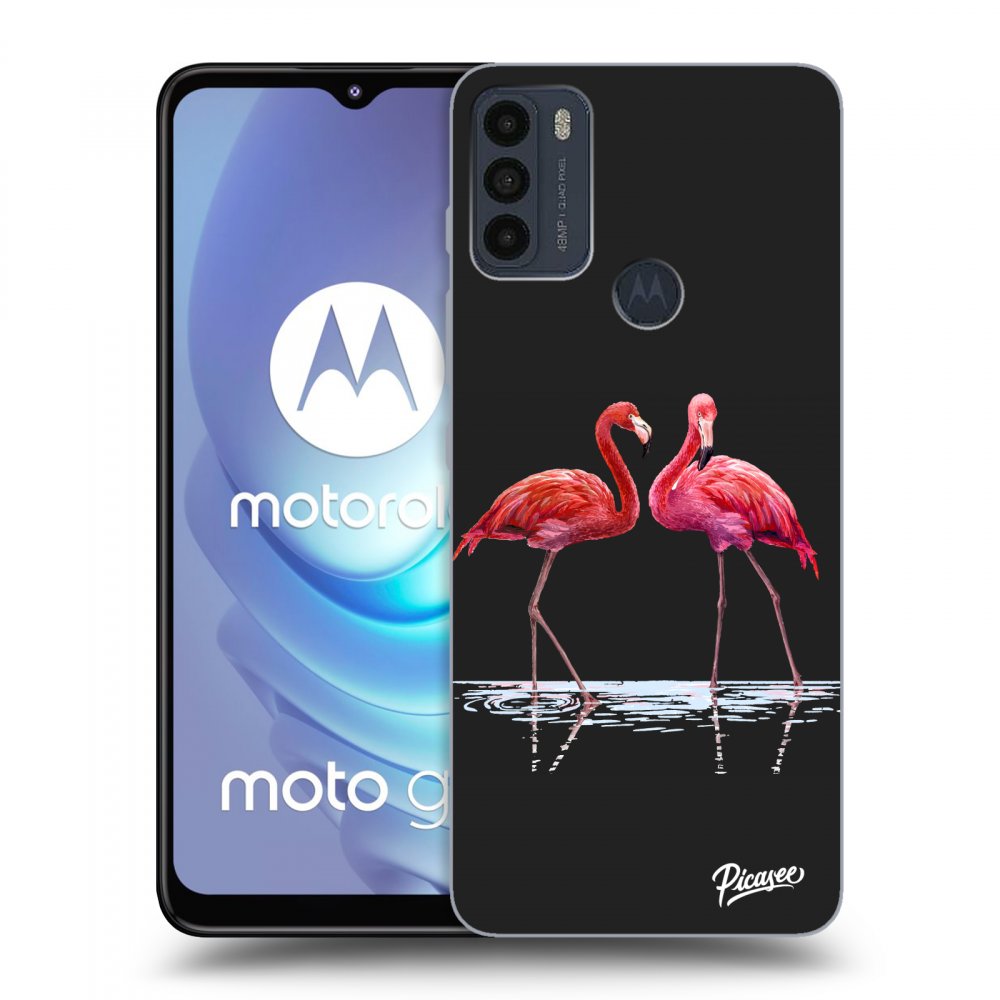 Picasee silikonový černý obal pro Motorola Moto G50 - Flamingos couple