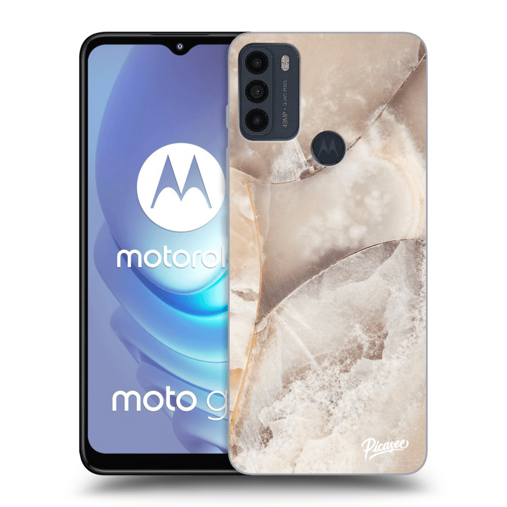 Picasee silikonový černý obal pro Motorola Moto G50 - Cream marble