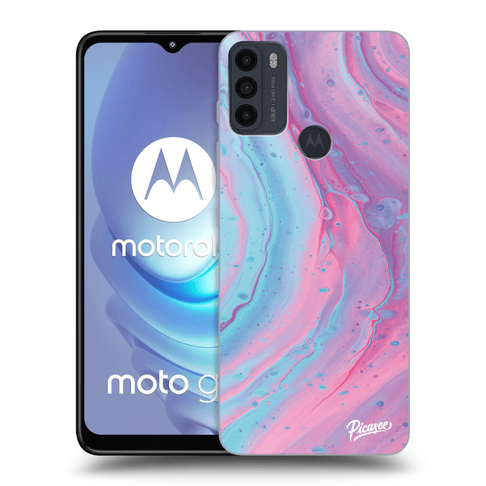 Picasee silikonový černý obal pro Motorola Moto G50 - Pink liquid